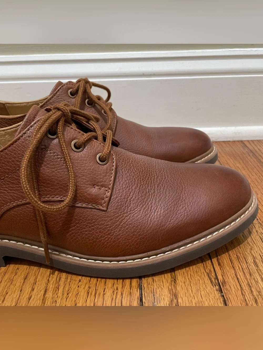 Hush Puppies Bounce Brown Leather Oxford Derby Dress Shoes Mens Size 10.5 Medium